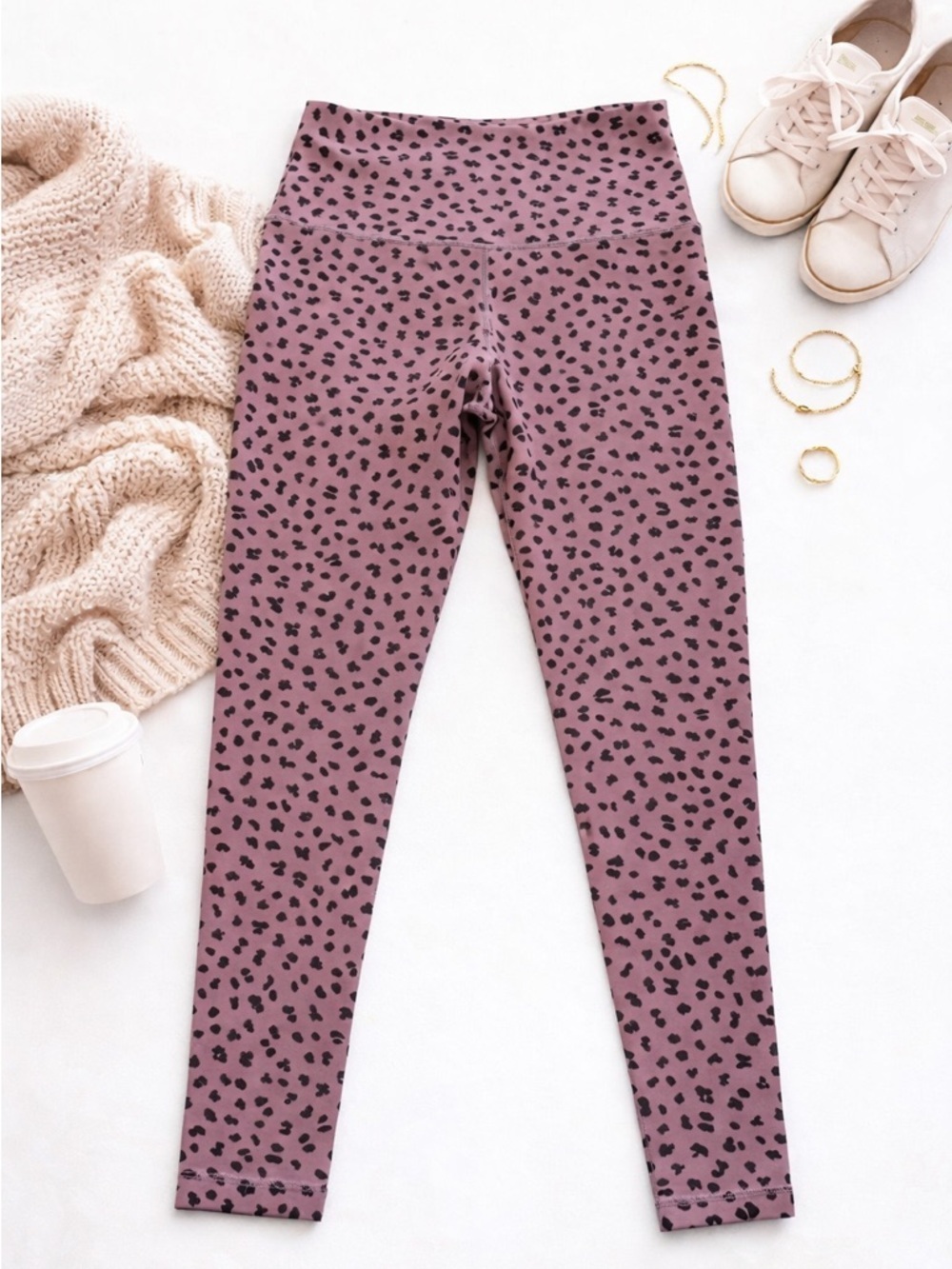 Zyia Active Mauve Leopard Print High Rise Leggings Size 8-10